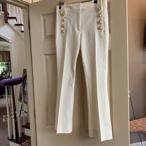Derek Lam 10 Crosby Cream Flare Crop Pants sz 6